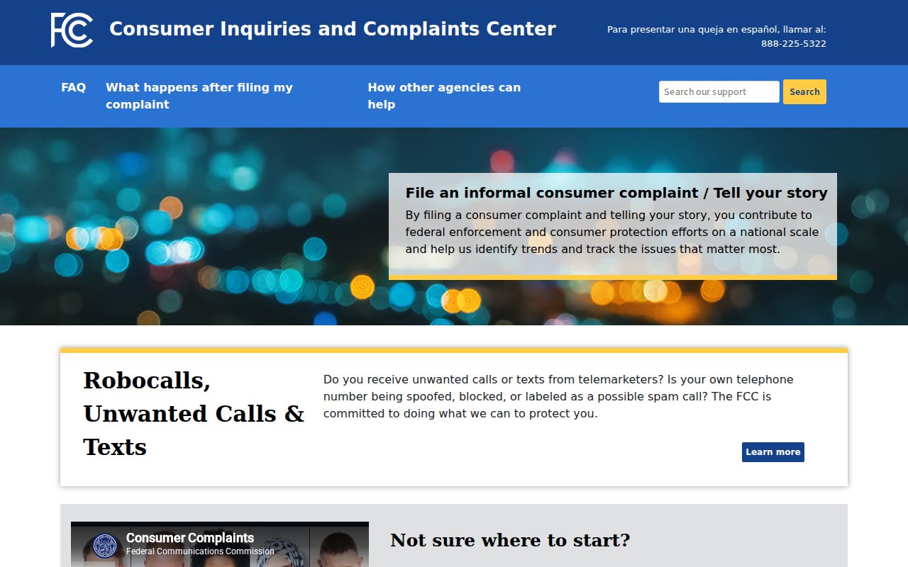 FCC complaint center for reporting robocalls to Iowa phone numbers