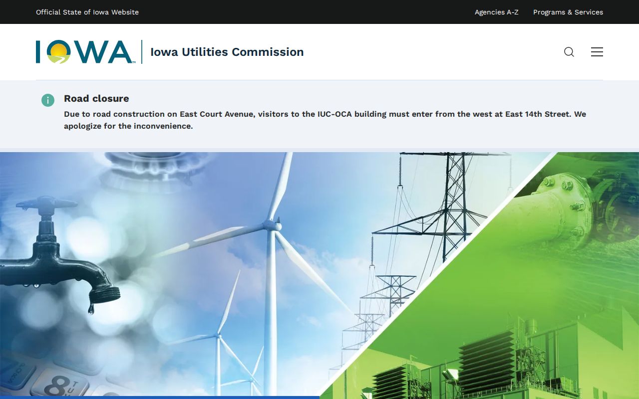 Iowa Utilities Commission site, the state regulator behind Iowa area code decisions
