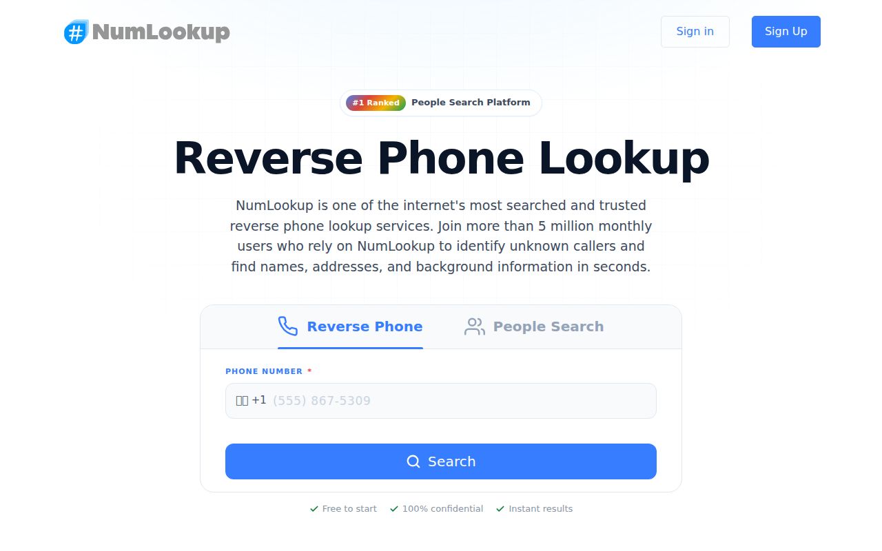 NumLookup reverse phone lookup form used to check an unknown Iowa phone number
