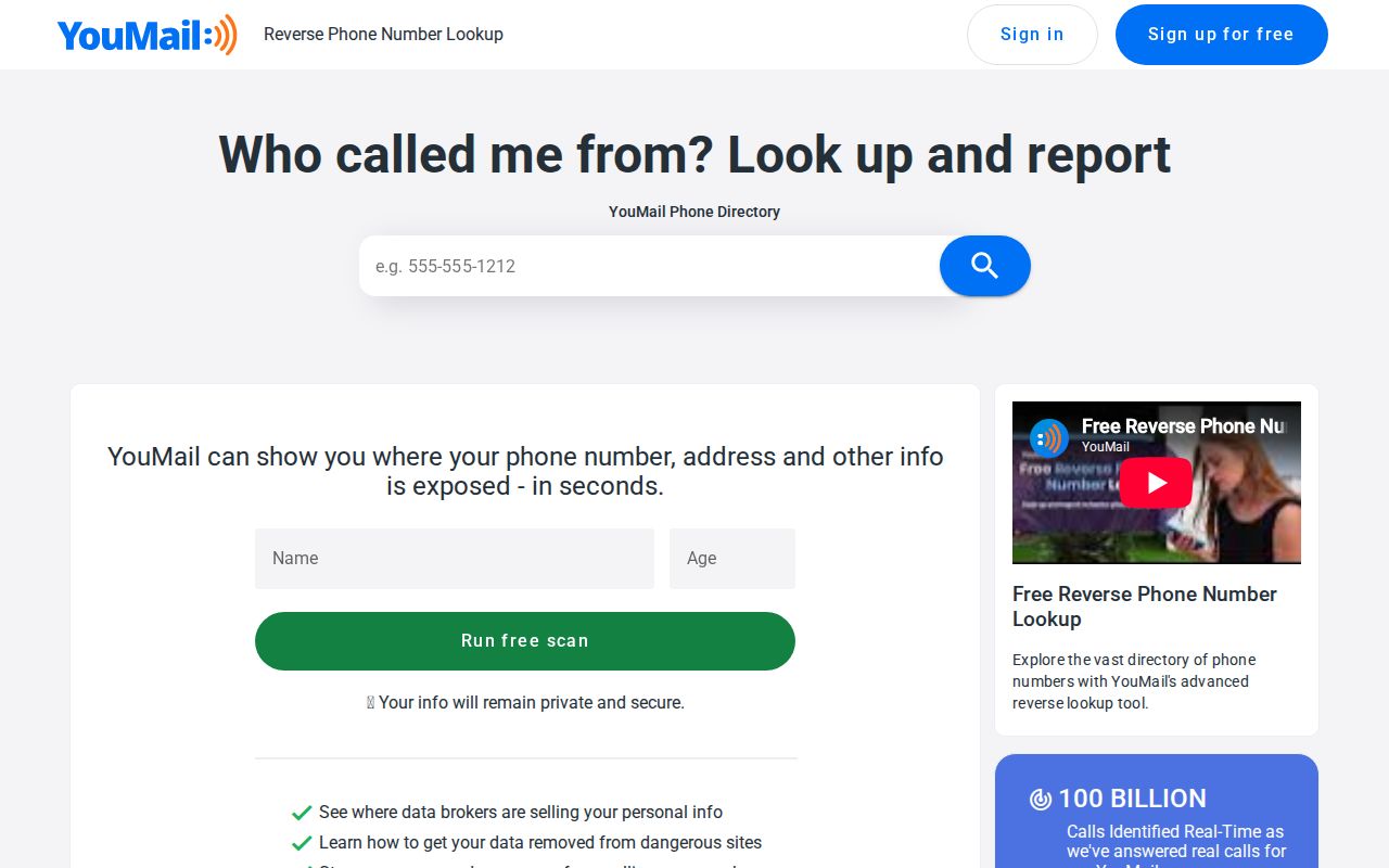 YouMail reverse lookup directory showing spam reports for an unknown Iowa phone number